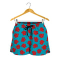 Red And Blue Carnation Pattern Print Women's Shorts
