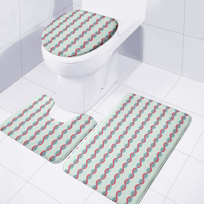 Red And Blue DNA Pattern Print 3 Piece Bath Mat Set