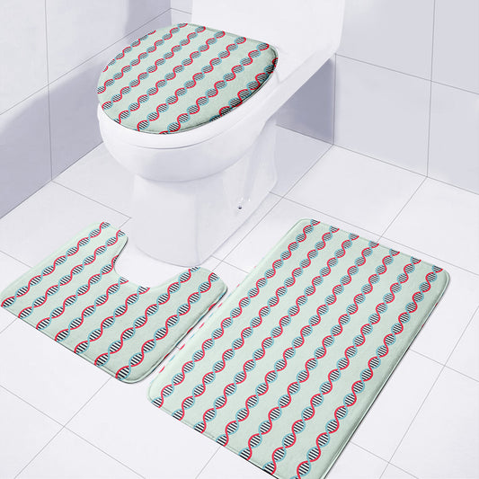 Red And Blue DNA Pattern Print 3 Piece Bath Mat Set