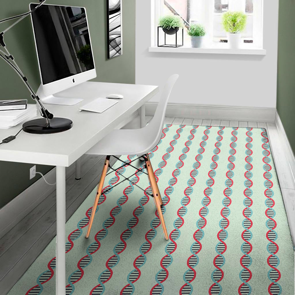 Red And Blue DNA Pattern Print Area Rug