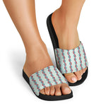 Red And Blue DNA Pattern Print Black Slide Sandals