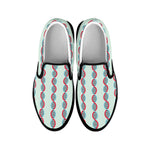 Red And Blue DNA Pattern Print Black Slip On Shoes
