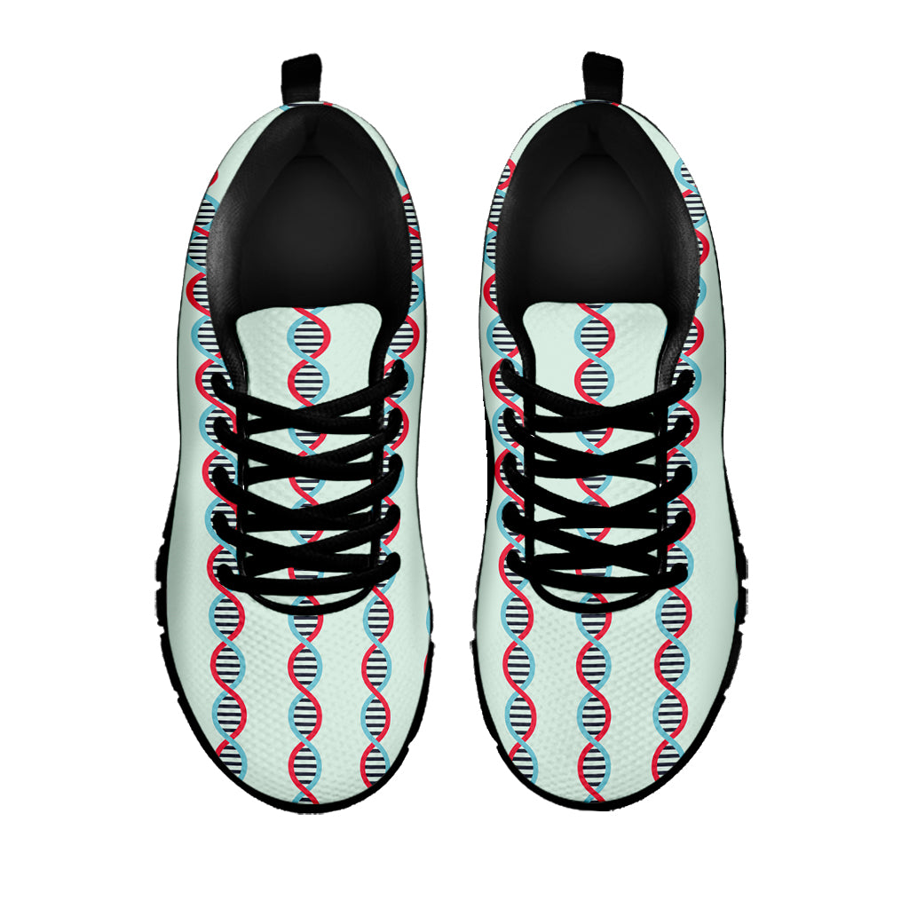 Red And Blue DNA Pattern Print Black Sneakers
