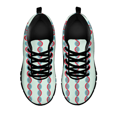 Red And Blue DNA Pattern Print Black Sneakers
