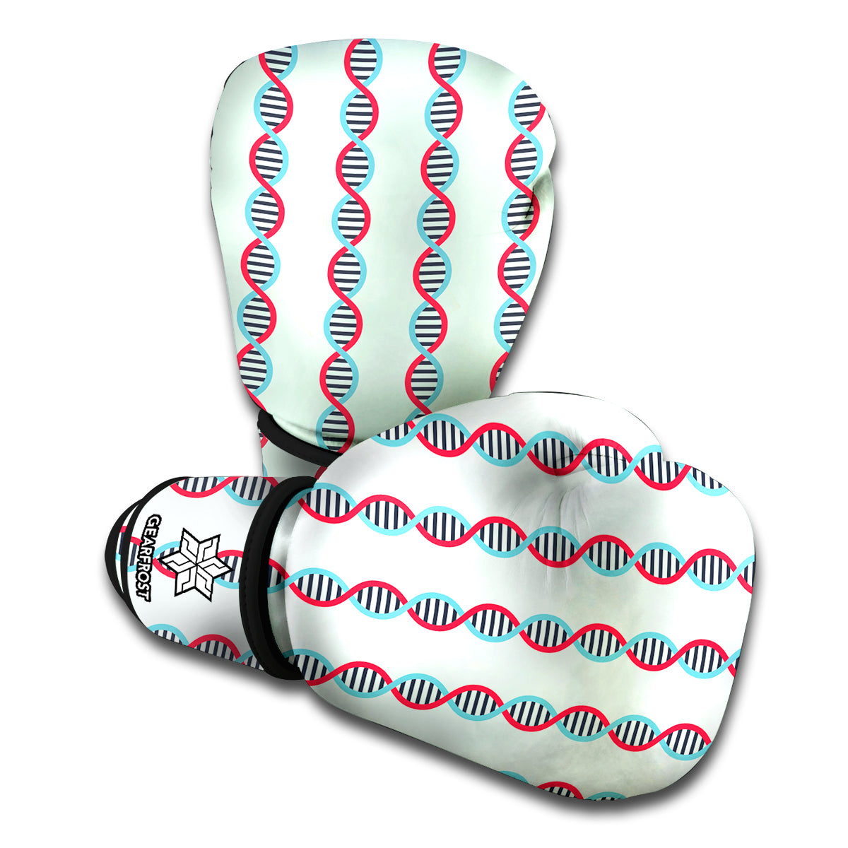 Red And Blue DNA Pattern Print Boxing Gloves