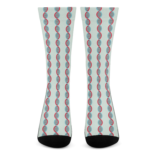 Red And Blue DNA Pattern Print Crew Socks