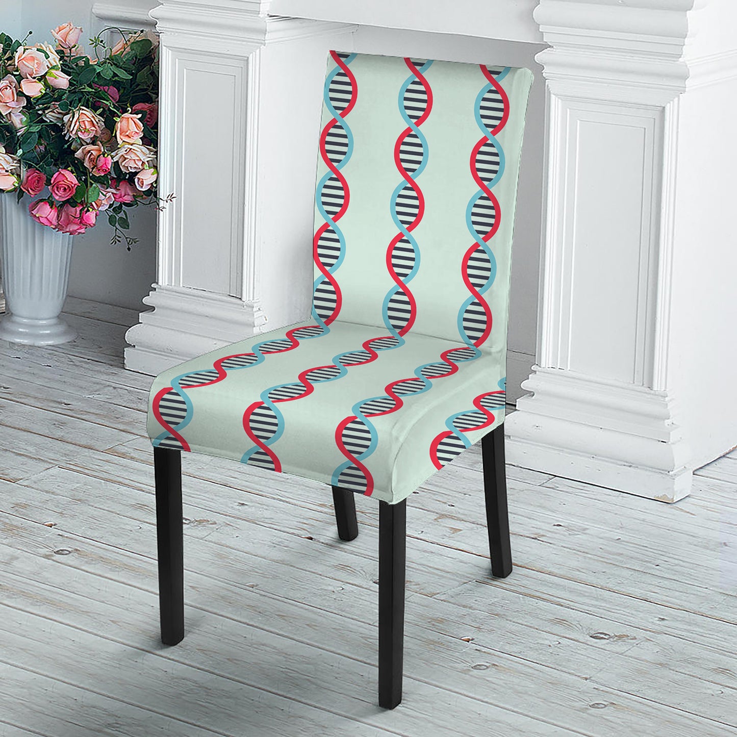 Red And Blue DNA Pattern Print Dining Chair Slipcover