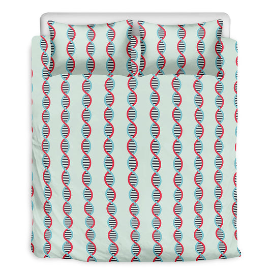Red And Blue DNA Pattern Print Duvet Cover Bedding Set