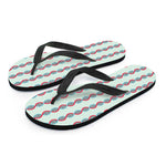 Red And Blue DNA Pattern Print Flip Flops