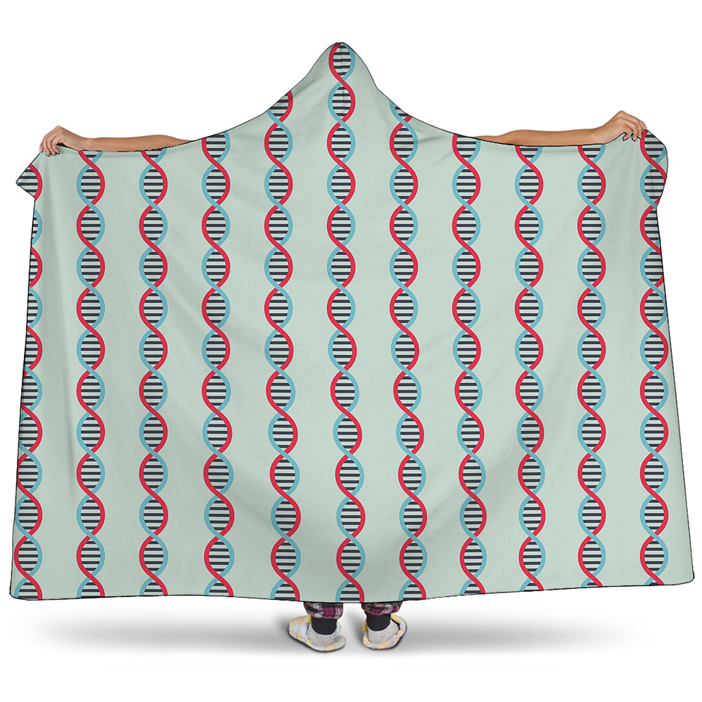 Red And Blue DNA Pattern Print Hooded Blanket