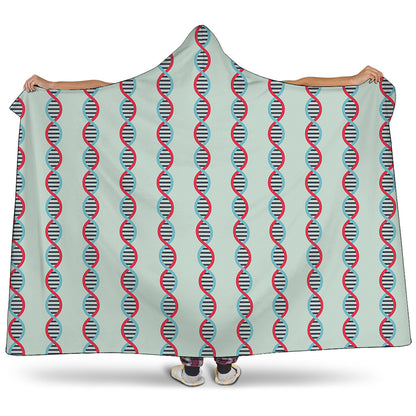 Red And Blue DNA Pattern Print Hooded Blanket