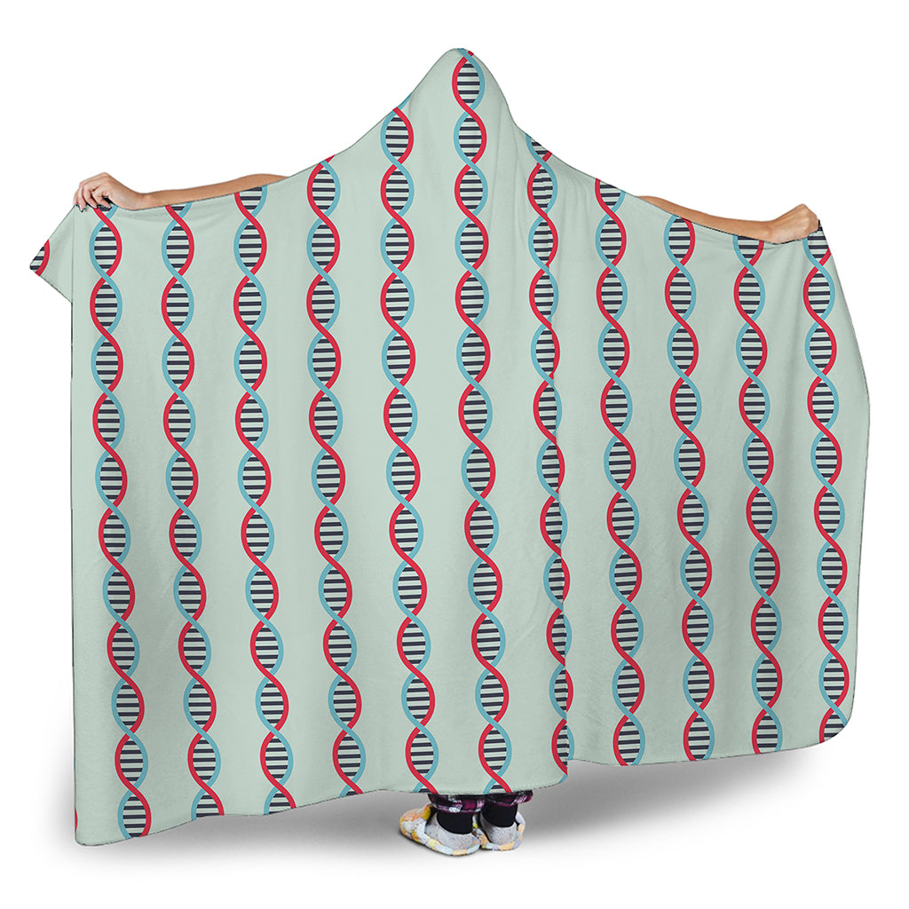 Red And Blue DNA Pattern Print Hooded Blanket