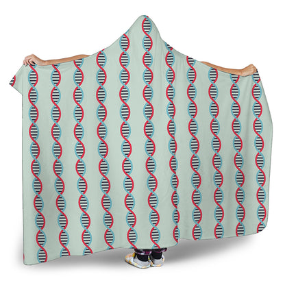 Red And Blue DNA Pattern Print Hooded Blanket