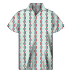 Red And Blue DNA Pattern Print Men's Short Sleeve Shirt