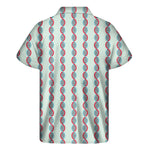 Red And Blue DNA Pattern Print Men's Short Sleeve Shirt