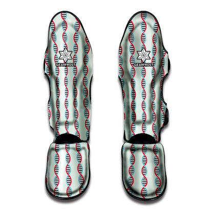 Red And Blue DNA Pattern Print Muay Thai Shin Guard
