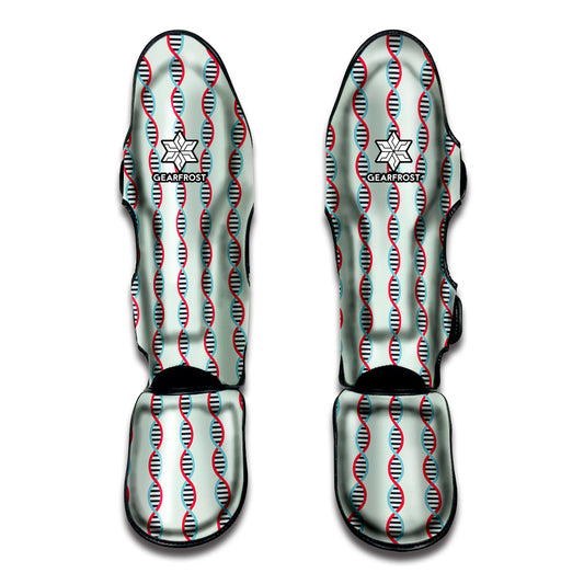 Red And Blue DNA Pattern Print Muay Thai Shin Guard