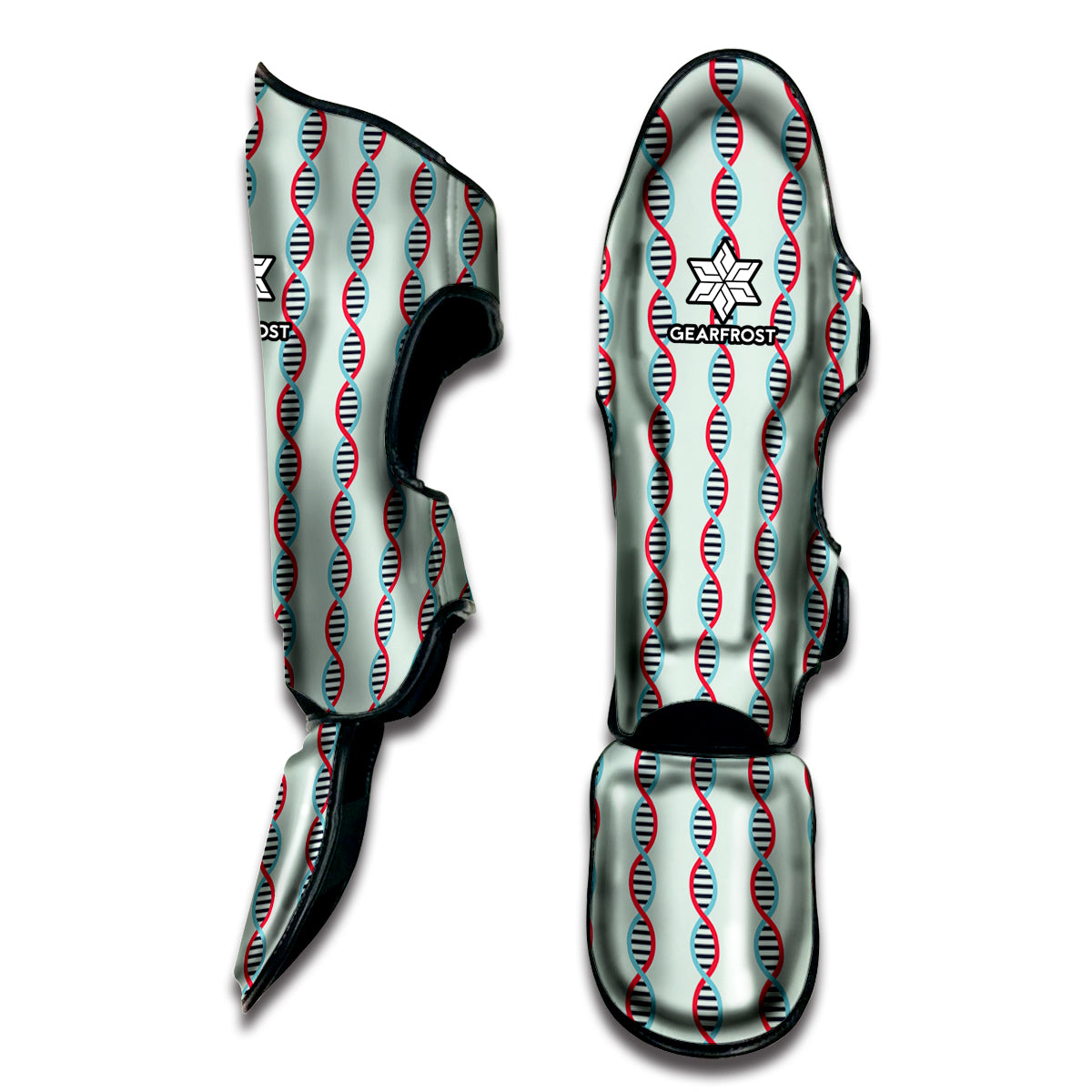 Red And Blue DNA Pattern Print Muay Thai Shin Guard