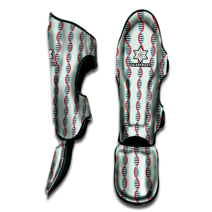 Red And Blue DNA Pattern Print Muay Thai Shin Guard