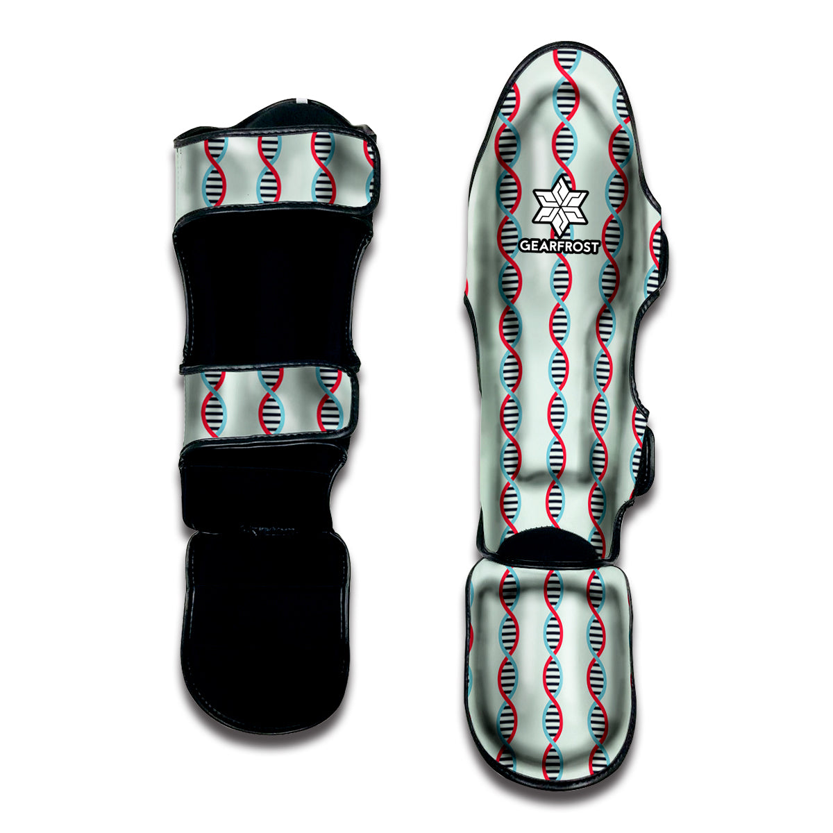 Red And Blue DNA Pattern Print Muay Thai Shin Guard