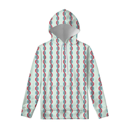 Red And Blue DNA Pattern Print Pullover Hoodie