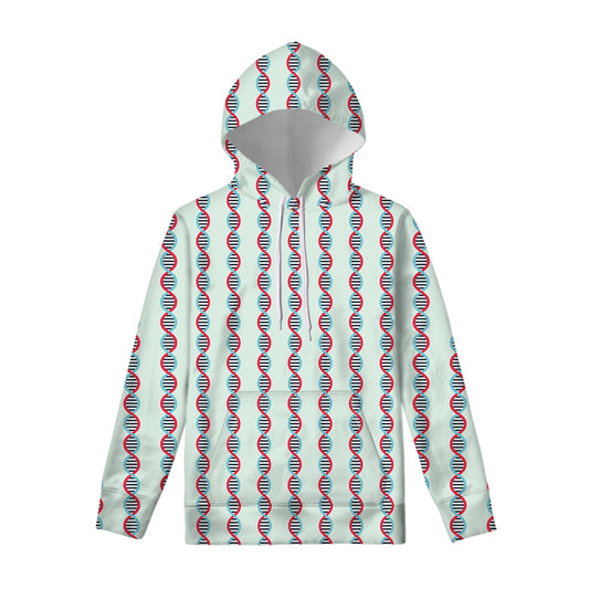 Red And Blue DNA Pattern Print Pullover Hoodie