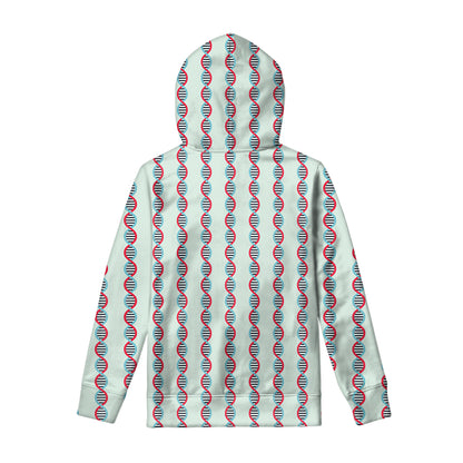 Red And Blue DNA Pattern Print Pullover Hoodie