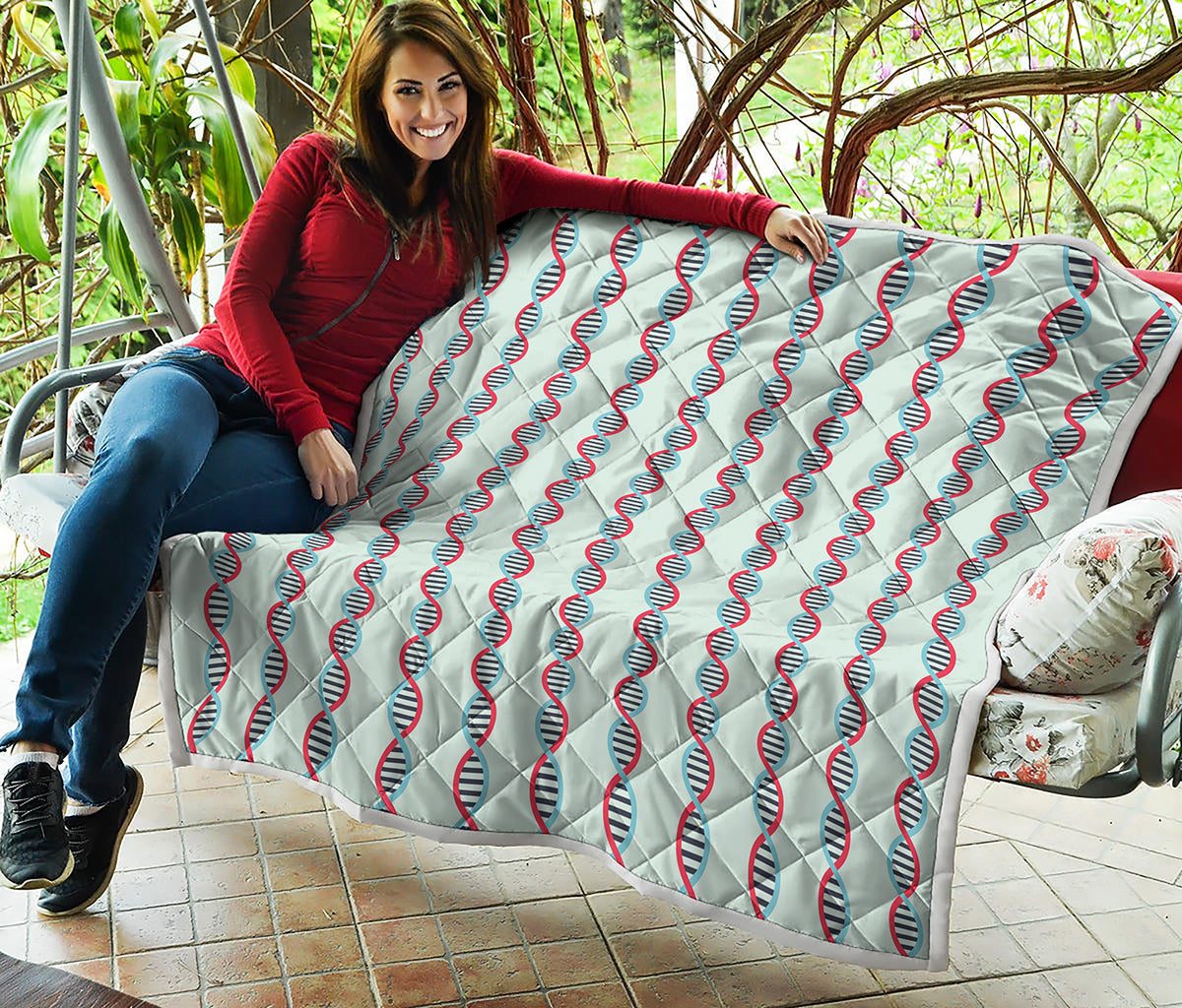 Red And Blue DNA Pattern Print Quilt