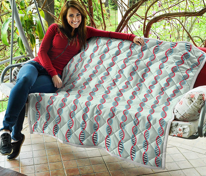 Red And Blue DNA Pattern Print Quilt