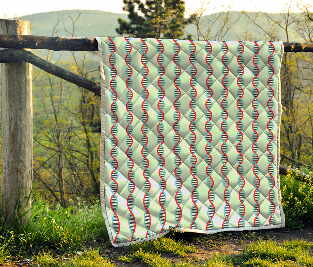 Red And Blue DNA Pattern Print Quilt