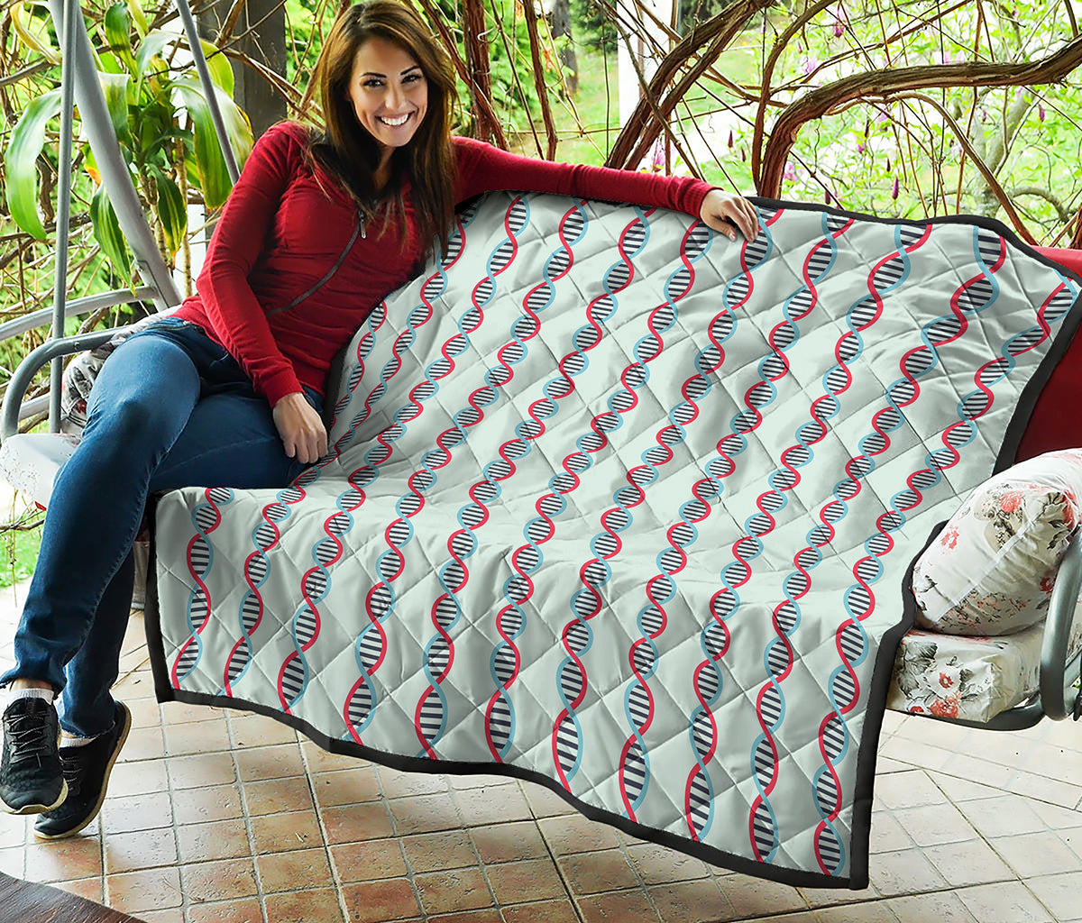 Red And Blue DNA Pattern Print Quilt
