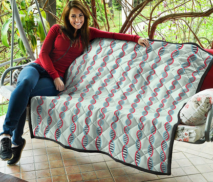 Red And Blue DNA Pattern Print Quilt