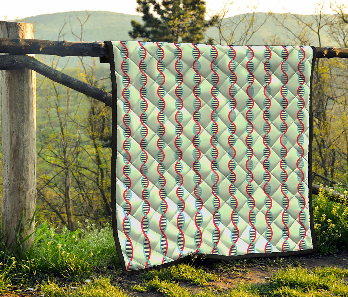 Red And Blue DNA Pattern Print Quilt