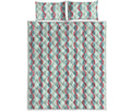 Red And Blue DNA Pattern Print Quilt Bed Set