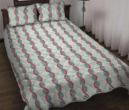 Red And Blue DNA Pattern Print Quilt Bed Set