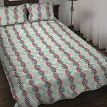 Red And Blue DNA Pattern Print Quilt Bed Set