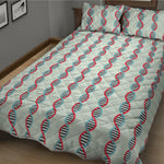 Red And Blue DNA Pattern Print Quilt Bed Set