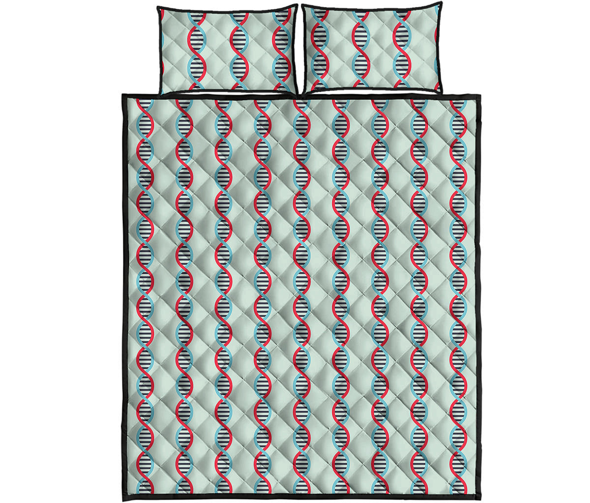 Red And Blue DNA Pattern Print Quilt Bed Set