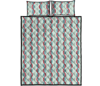 Red And Blue DNA Pattern Print Quilt Bed Set