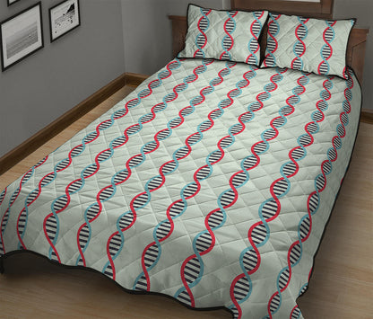 Red And Blue DNA Pattern Print Quilt Bed Set