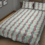 Red And Blue DNA Pattern Print Quilt Bed Set