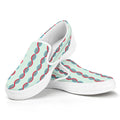Red And Blue DNA Pattern Print White Slip On Sneakers