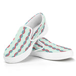 Red And Blue DNA Pattern Print White Slip On Shoes
