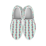 Red And Blue DNA Pattern Print White Slip On Shoes