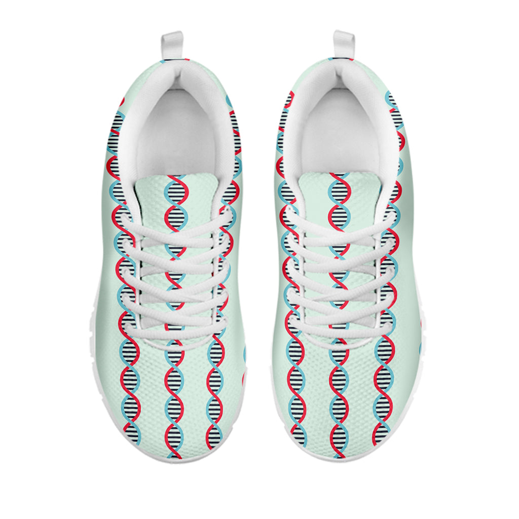 Red And Blue DNA Pattern Print White Sneakers