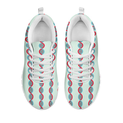 Red And Blue DNA Pattern Print White Sneakers