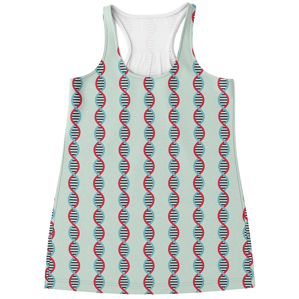 Red And Blue DNA Pattern Print Women's Racerback Tank Top