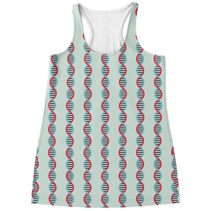 Red And Blue DNA Pattern Print Women's Racerback Tank Top