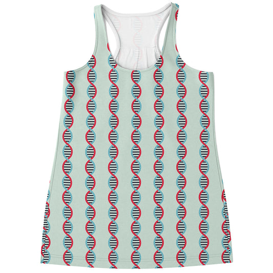Red And Blue DNA Pattern Print Women's Racerback Tank Top
