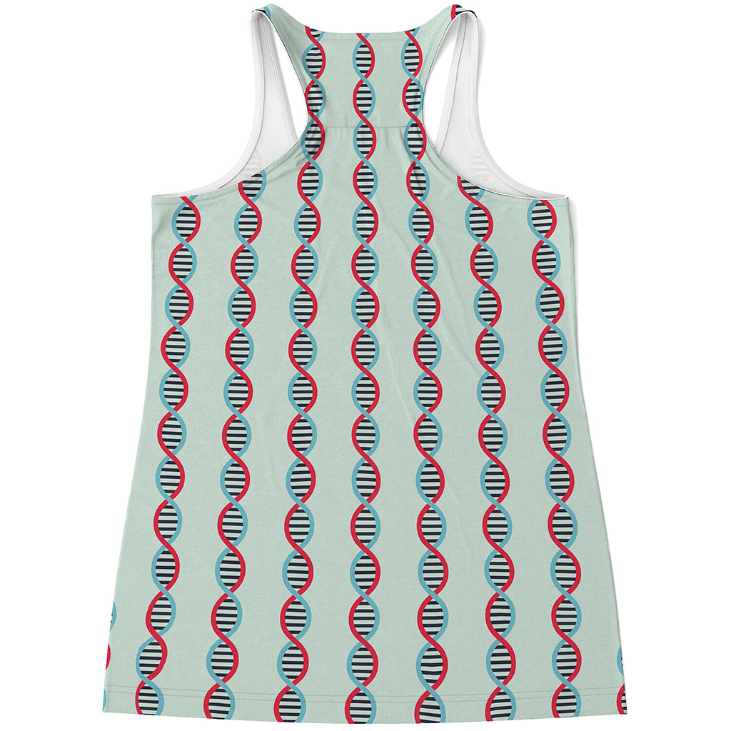 Red And Blue DNA Pattern Print Women's Racerback Tank Top